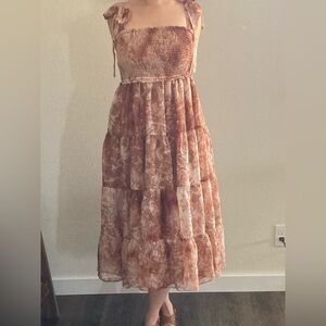 Moodie Earthy Tie-Dye Midi Dress